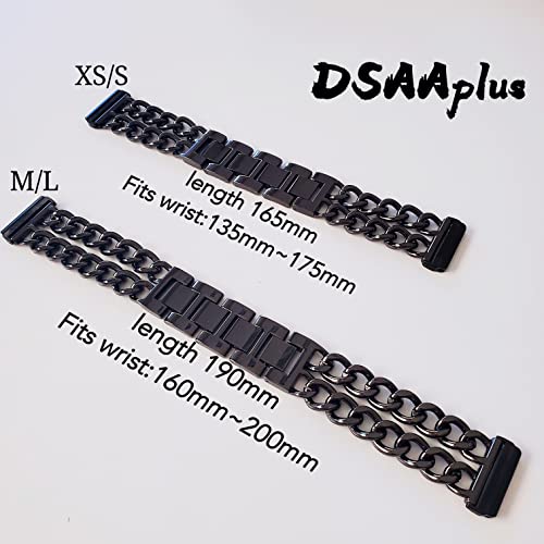 Dsaaplus Metal Band Compatible With Fitbit Versa 3/Sense, Versa 2, Versa, Versa Lite Edition, Stainless Steel Strap Replacement Wristband Bracelet Cowboy Chain Strap Wrist Xs/S,M/L Men Women (B Yellow Gold, M/L) #TOP4