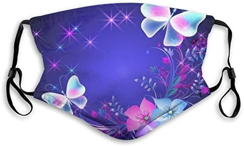 Xingcnn Dust Mouth Mask, Beauty Butterfly Printed Reusable Breathable Dust-Proof Safety Mouth Masks with Replaceable Filter (One Mask + 3 Filters) with Adjustable Ear Loops for Men Women
