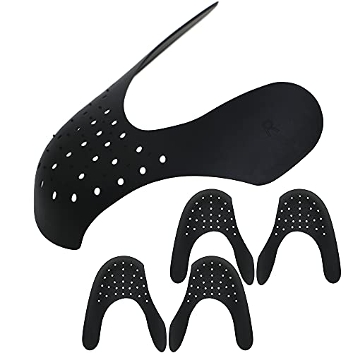 Comfowner Shoe Crease Protectors Toe Box Decreaser Prevent Shoes Crease Indentation Anti-Wrinkle Shoes Creases Protector Men s 7-12  Women s 5-8(2 Pairs Black)