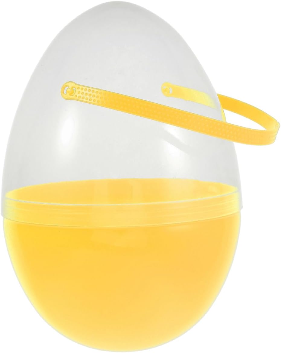 ULTECHNOVO Jumbo 10 Inch Yellow Fillable Easter Egg with Handle Clear