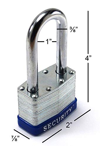 Elitexion Heavy Duty Long Shank Laminated Steel Padlock, Commercial Grade Keyed Alike 2-Inch (Pack of 2) - Thumbnail 2