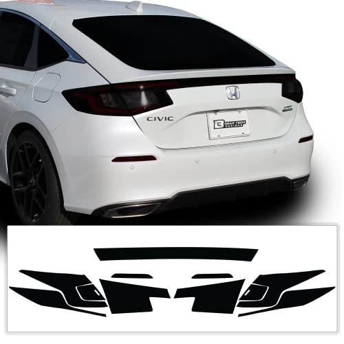BOGAR TECH DESIGNS Full Rear Taillight Reflector Sidemarker and Third Brake Light Tint Kit Compatible with and Fits Honda Civic Hatchback 2022-2025, Dark Smoke