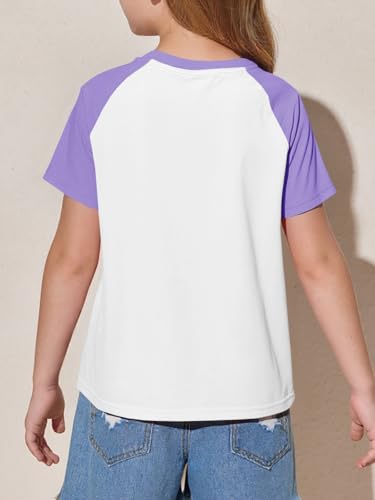 Imily Bela Kids Girls T Shirts Casual Raglan Short Sleeve Crewneck Color Block Summer Tees 5-14 Years4