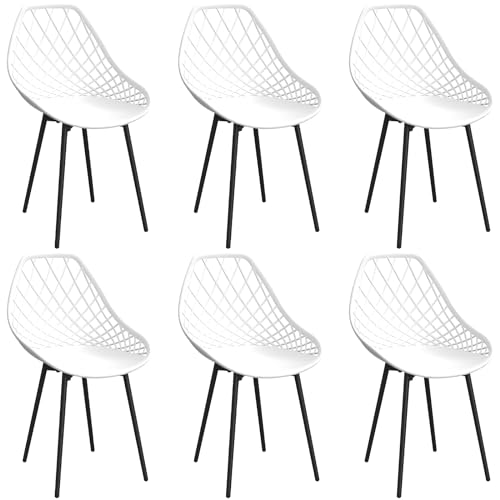 Jijian Juego De 6 Sillas De Comedor Con Patas De Metal, Sillas Cocina,Sillas Salon,Respaldo Curvado Y Diseño Recortado,Para Sala De Estar, Dormi Jijian Juego De 6 Sillas De Comedor Con Patas De Metal, Sillas Cocina,Sillas Salon,Respaldo Curvado Y Diseño Recortado,Para Sala De Estar, Dormi