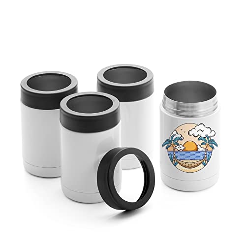 OFFNOVA 340 ml Sublimations-Dosenkühler, 4 Stück, doppelwandiger isolierter Bierhalter, mit Sublimationsbeschichtung für Musterdruck Cover