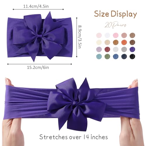 yoyokid 20pcs 4.5" Nylon Hairbands Ribbon Hair Bow + 50 PCS 1" White Mini Satin Ribbon Bows4