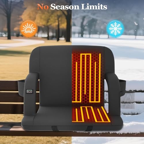 Seeutek Heated Stadium Seats for Bleachers with Back Support, 22.5" Black by Seeutek - Used condition - Image 7