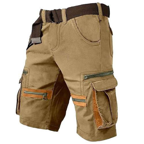 Eauptffy Cargo Trousers Men's Cargo Shorts Stretch Work Shorts with Pockets Summer Work Trousers Outdoor Hiking Trousers Large Sizes Sweatpants Three-Quarter Cycling Shorts Breathable Vintage Beach