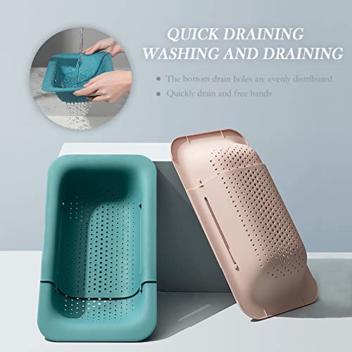 Tronssien Collapsible Sink Colanders And Strainers Basket Extendable Plastic Fruit Vegetable Strainer Drainer Basket For Kitchen (Length 14 1/8 Inch-19 3/8 Inch) #TOP4
