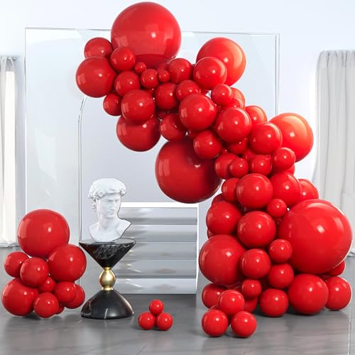 PartyWoo Red Balloons 85 pcs Different Sizes of 18 12 10 5 Inch Red Balloon Arch Kit Garland for Birthday Graduation Bachelorette Citizenship Anniversary Cherry Casino Theme Party Decorations Red-Y57 by PartyWoo - Used condition - US$7.12