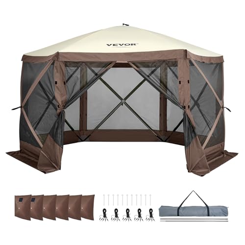 VEVOR Pop Up Gazebo Screen Tent 6 Sided Canopy Sun Shelter with 6 Removable by VEVOR - Used condition - Image 9