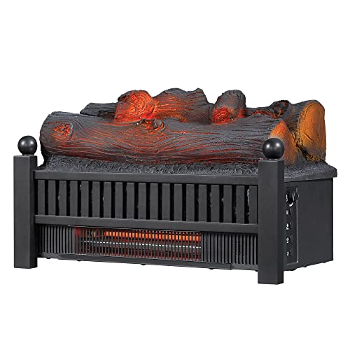 Image of duraflame Electric Log Set 1,000 Sq Ft Infrared Heater, Faux Logs Insert with LED Flames for Existing Fireplaces, Crackling Sounds, Remote Control Included