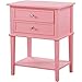 Pemberly Row Contemporary Solid Wood 2 Drawer Nightstand in Pink