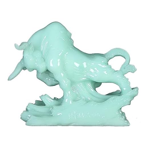 Escultura Mesa Zodiaco Buey Decoración Chino Feng Shui Escultura Oficina Estantería Escritorio Decoración Azul Hielo Jade Animal Modelo Zodiaco Decoración Regalo Estatua de Riqueza Estatuas (Tamaño:
