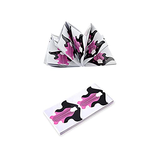 100Pcs Extra Long Art Nail Extension Paper Nail Art Tips Guide Sticker French Diy Tool Uv Gel Form Guide Stickers (Fish Patten Pink) #TOP3