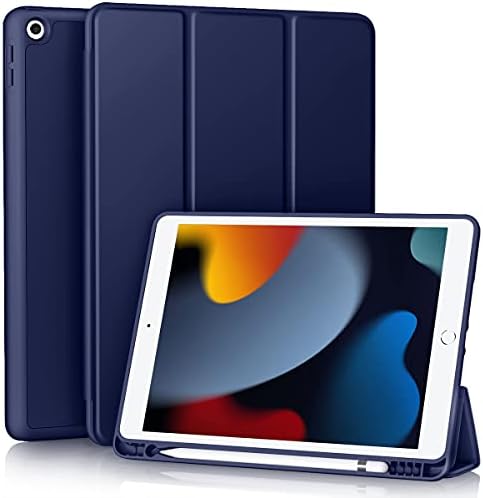 Vobafe Case Compatible with iPad 9th Generation 2021/8th Generation 2020/7th Generation 2019, Flexible TPU Back Protective Cover for iPad 10.2 Inch with Pencil Holder Auto Wake/Sleep PineGreen