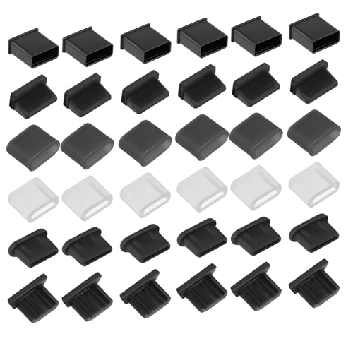 36 StüCk 6 Arten USB-Anti-Staubschutz-Stecker, USB-C-Staubschutz USB-Typ-C-Staubstopper Weiche Micro-USB-Abdeckkappe USB-A-Port-Schutzabdeckung Anti-Staubschutz FüR USB A, Typ C, Micro USB
