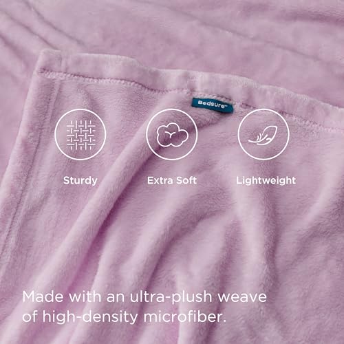 Bedsure GentleSoft Fleece Blanket Twin Size Lilac - 300GSM Lightweight Plush Fuzzy Cozy Soft Warm Blanket for Bed, Sofa, Couch, Travel, Camping, 60x80 inches by Bedsure - Image 3