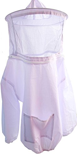 Beekeeping Veil With Bee Keeping Suit - Professional Small/Medium Beekeeper Jacket Pull Over Smock Round Hat & Protective Long Sleeve Beehive Supplies For Head Neck Face Protection (1 Piece, White)