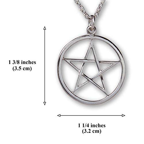 Pentacle Pentagram Polished Silver Finish Medieval Renaissance Pendant Necklace3