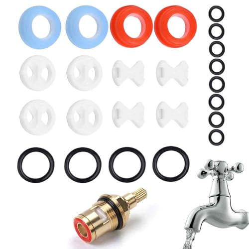 24Pcs Tap Washers & O-Rings for Mixer Taps - 1/2 Turn Ceramic Discs Repair Kit