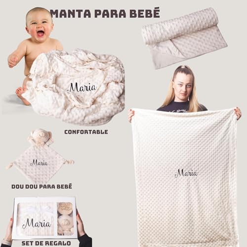 Miniatura 5 de Olesea Manta Bebé Personalizada Con Nombre Bordado Hello Word Dou Dou Regalo Recién Nacido Niño O Niña Cesta Canastilla Bebé Hecha A Mano Regalos Originales Bautizo