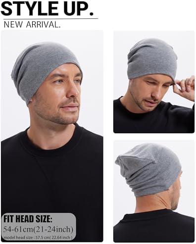 choshion Thin 100% Cotton Fine-Knit Beanie Hat-Lightweight Ultra Soft Slouchy Daily Cuffed Beanies Hats Chemo Skull Cap — view 6