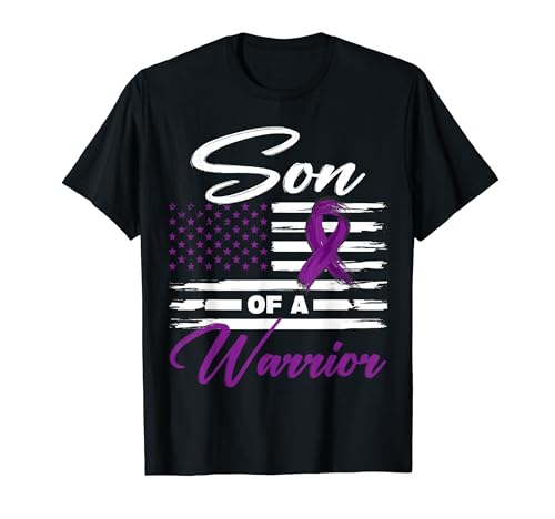 Son Of A Warrior USA Flag Pancreas Cancer Awareness T-Shirt