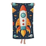 Imágenes Prediseñadas De Cohetes Y Naves Espaciales Toalla De Baño Ligero Toallas De Piscina Absorbentes Sábana De Baño para Camping Deportes Natación 80X130Cm