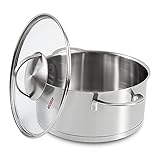 Stock Pot, ROCKURWOK Stainless Steel Soup Pot Pasta Cooking Pot with Glass Lid Double Handle, 5...