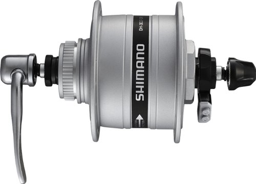 Shimano DH-3D37 6 Volt/3 Watt 36 Loch Center-Lock Nabendynamo, Silver, 6-Loch