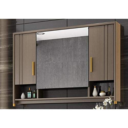 Kmmk Wall-Mounted Mirror,Mirror Cabinets Bathroom Hides The New Chinese Oak Wood Storage Box Wall-Mounted Bathroom Mirror,Brown,1001580Cm #TOP2