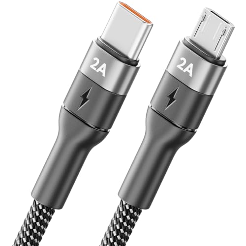 deleyCON 1m Micro USB Kabel USB-C auf Micro-USB Stecker Ladekabel Datenkabel Laden & Synchronisieren Handy Smartphone Tablet Kamera Navi Controller Usw.