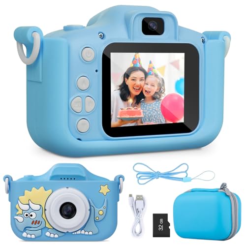 Kinderkamera - 1080P HD Kinder Kamera Geschenke für 3-12 Jahre Jungen und mädchen Fotoapparat mit 32GB-Kart Selfie Digitalkamera Kinde Fotokamera für Geburtstagsgeschenk Weihnachten Spielzeug (Blau)