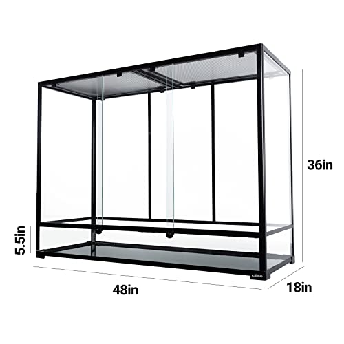 Oiibo Tall Reptile Terrarium 48" X 18" X 36" Full Tempered Glass Rainforest Reptile Tank, Vertical Terrarium Paludarium Tank With Top Screen Ventilation For Reptiles And Amphibians #TOP1