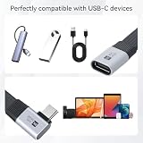 aceyoon Przedłużacz USB C, krótki, 0,2 m, 240 W PD, kabel do szybkiego ładowania, USB4.0, 80 Gb/s, 8K 60 Hz, transmisja wideo 90°, kąt 90°, gniazdo typu C na wtyczkę, kabel do Thunderbolt 4, laptopa