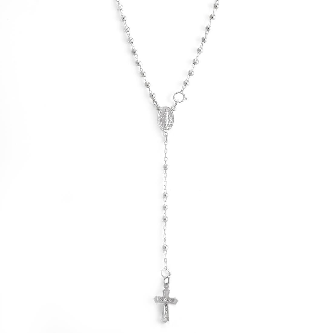 925 Solid Silver Rosary Beads Catholic Jewellery 44 cm - Virgin Mary Crucifix Beaded Necklaces - Sterling Silver Chain Cross Necklace Men - Christian Gifts for Women - Gothic Accessories