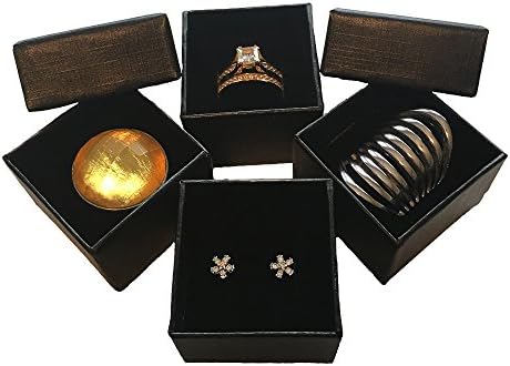 Marimor Jewelry Black Ring Gift Box with Foam and Velvet Insert Wholesale Pack of (12)