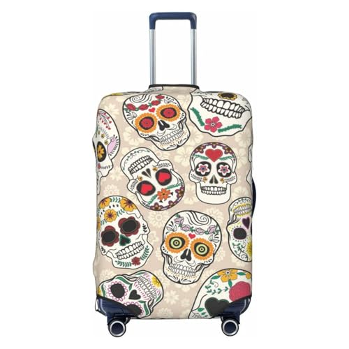 Mexican Skull Print Suitcase Cover Luggage Protector Washable Elastic Fashionable Travel Gear Cover