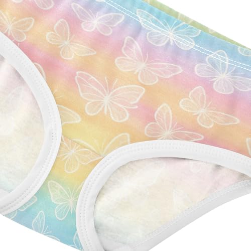 Joisal White Butterfly Pastel Rainbow Stripes Girl Panties Cute Girls Underwear Toddlers Cotton Funny Briefs Kids Undies 2t4