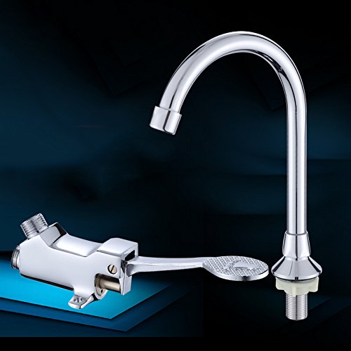 Mischbatterie Gesundheitsschalter Ventil Fußtyp Wasserhahn Schritte Wasserhahn Labor Krankenhaus Lebensmittelfabrik Spüle Einzelner Kaltwasserhahn Wasserhahn (Größe : Single Foot Valve)