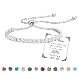 Esmoly Bracelet Femme Argent Cadeau Anniversaire Serti de 12 Types de Pierres de Naissance et de 5A Zircons Réglable Cadeau Femme Fille (04)