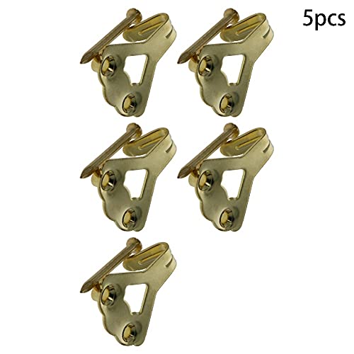 Image of Picture Hangers 1.2mm Thick Picture Hooks with Nails Professional Picture Hanging Kit, for Office Pictures House Decoration Clock Wall Mounting Brass Tone 5pcs