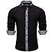 Barry.Wang Black Dress Shirt for Men Business Long Sleeve Button Down Shirt Formal Casual Black Sliver Contrast Shirt Wedding