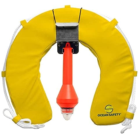 Ocean Safety Soft Horseshoe Lifebuoy Set Man Over Board - Yellow Cover