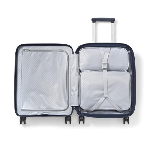 Image of Samsonite Paralux Carry-On Luggage - Innovative Design - Quick Access Front Pocket - Dual Suspension Wheel Technology - TSA Lock - Expandable - Includes Removable Packing Cubes - Midnight Navy