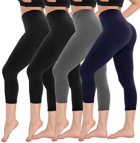 CAMPSNAIL 4-Pack High-Waist Capri Leggings with Pockets