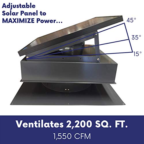 Remington Solar 30 Watt Roof Mount Solar Attic Fan, Grey - Thumbnail 4