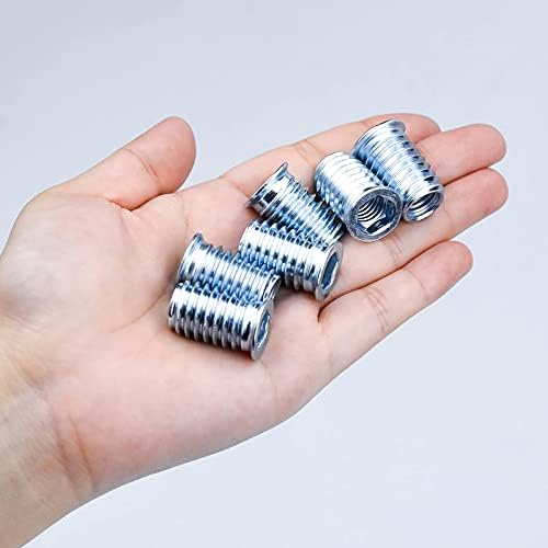 ZEHUO Insert Nuts for Wood, M6 x 25 mm, Threaded Bushing, Threaded Insert, Screw-In Nuts with Cap, Hex Allen Nuts Made of Galvanised Steel, Pack of 50