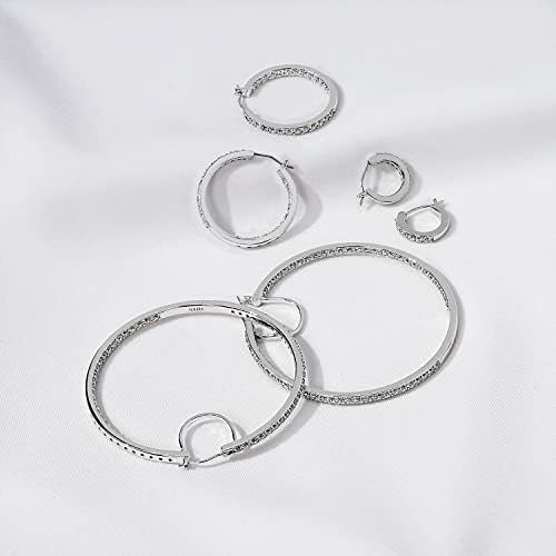 Platinum or Gold-Plated Sterling Silver Swarovski Zirconia Hoop Earrings